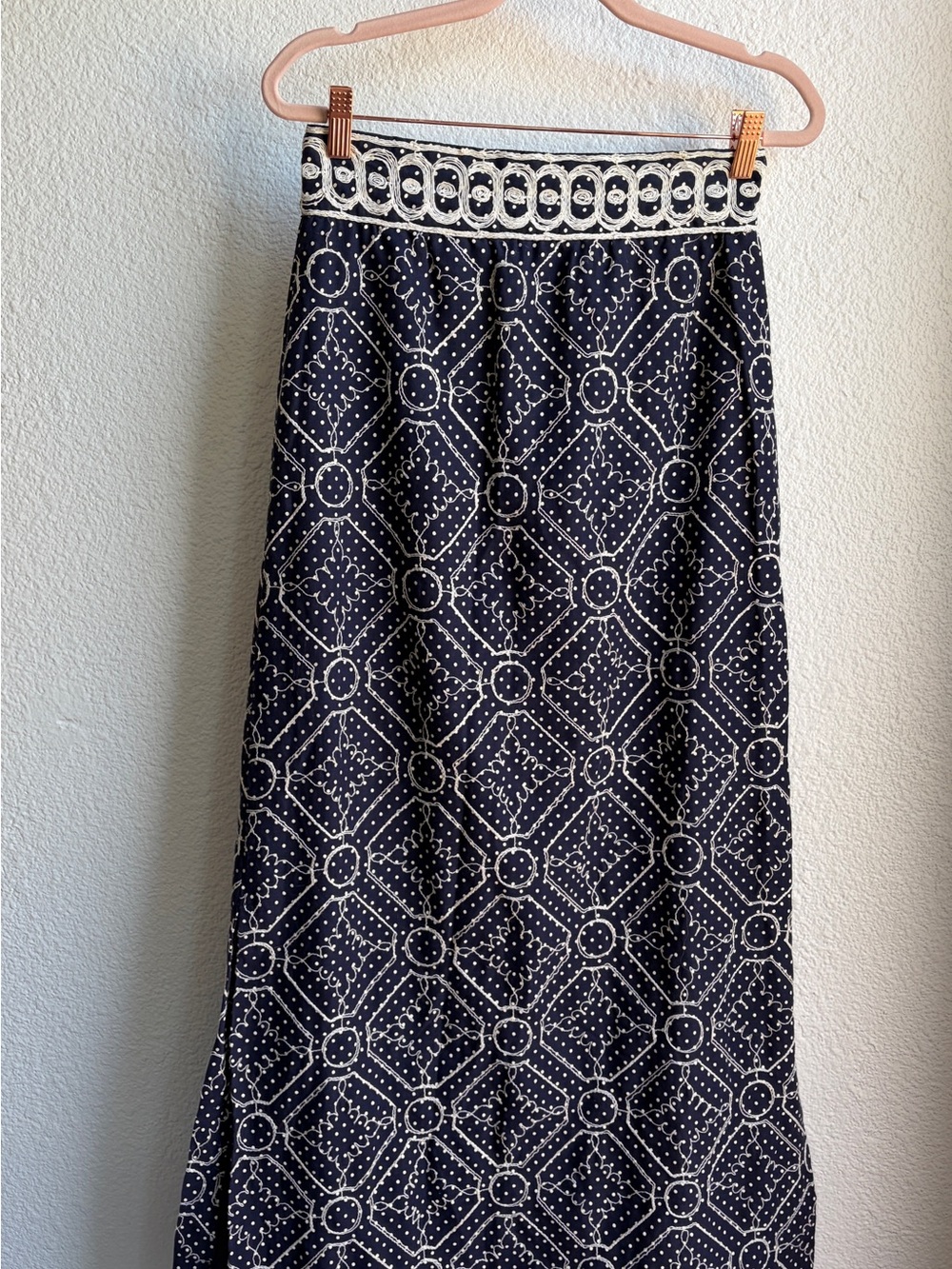 70s Union Made Navy Embroidered Polka Dot 2 Piece Prairie Suit Set - Picture 3 of 6